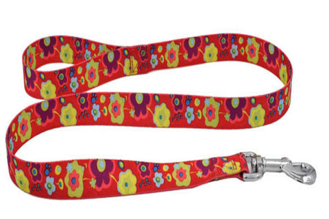 dogestyles-red-floral-nylon-dog-leash