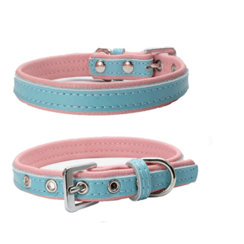 dogestyles-blue-and-pink-leather-dog-collar