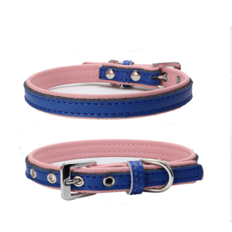 dogestyles-dark-blue-and-pink-leather-dog-collar