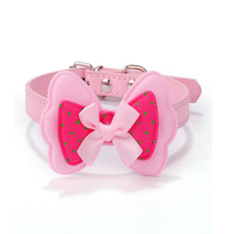 dogestyles-pink-bow-pu-dog-collar